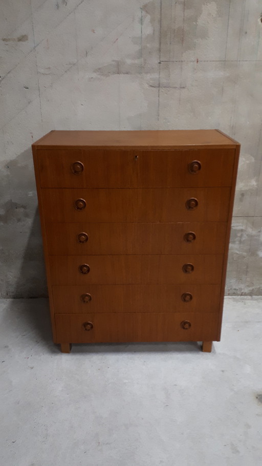 Vintage deense ladekast schoenenkast