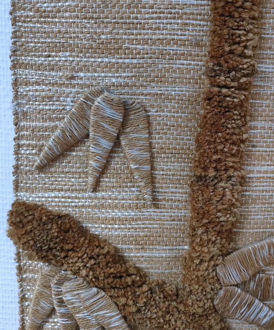 Image 1 of Jute wandkleed 70's vogel en gebladerte ontwerp