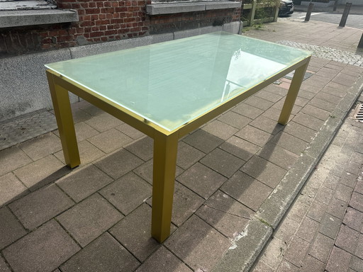 Aluminium Tafel Onderstel Met Glazen Blad