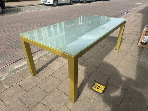 Aluminium Tafel Onderstel Met Glazen Blad