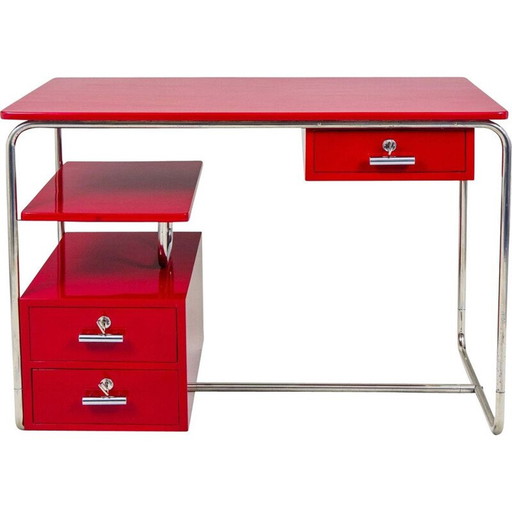 Vintage rood Bauhaus bureau, Duitsland jaren 1930
