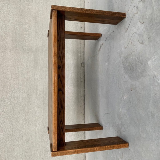 Image 1 of Vintage Brutalistische eikenhouten eettafel, België 1970