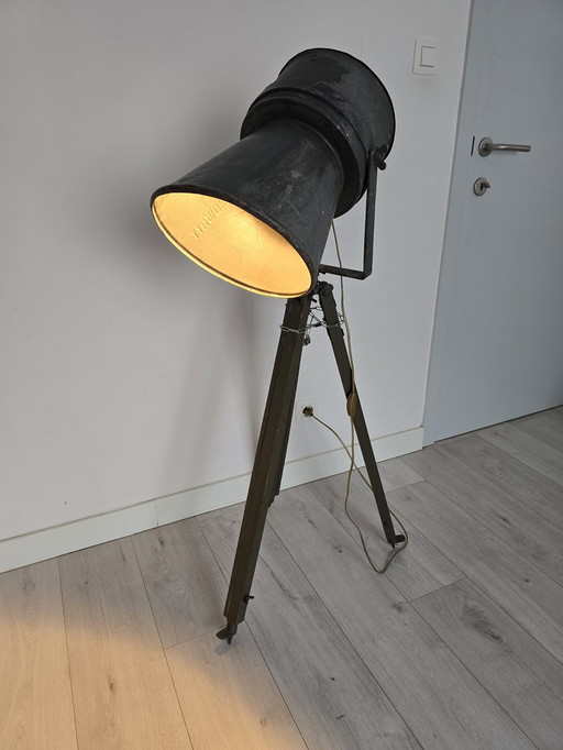 Vintage Industrieel Leger Staandlamp
