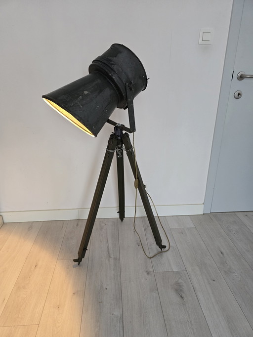 Vintage Industrieel Leger Staandlamp