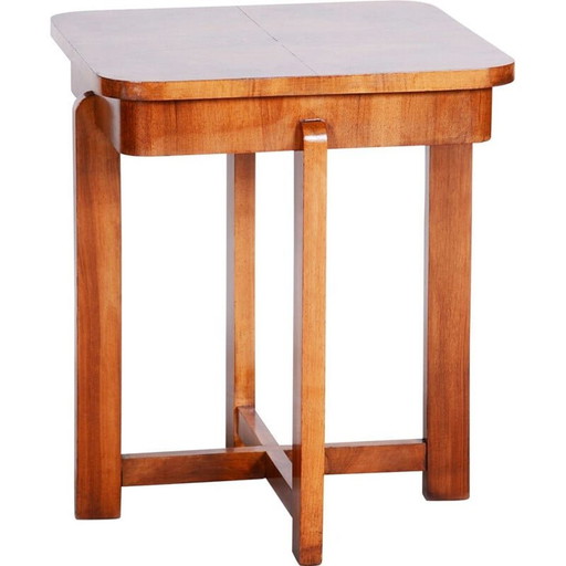 Art Deco vintage walnoten bijzettafel, jaren 1930