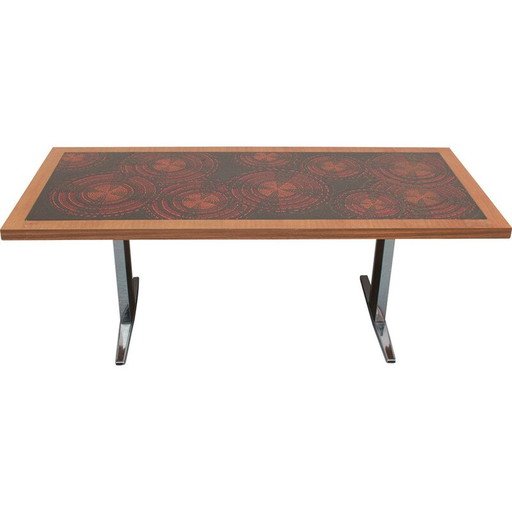 Vintage salontafel van teakhout en email, 1970