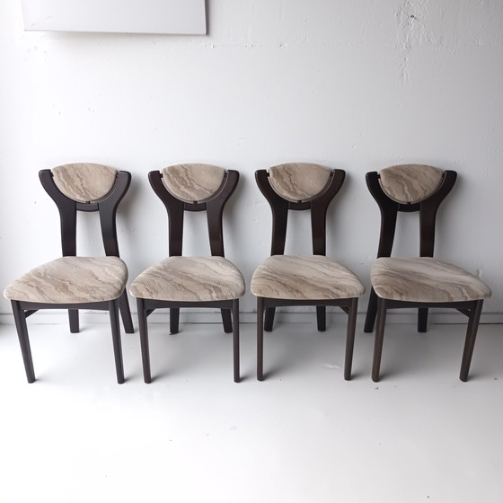 Image 1 of 4x Vintage brutalist eetkamerstoel