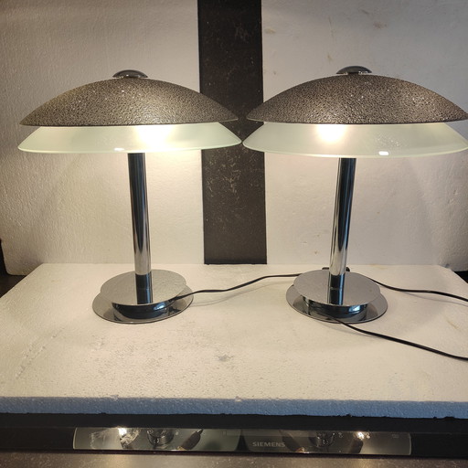 2x Zijlstra set space-age lamp met mooie glazen kappen