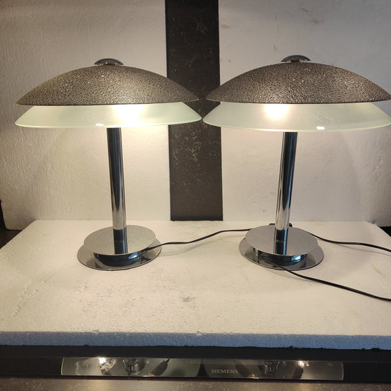 Image 1 of 2x Zijlstra set space-age lamp met mooie glazen kappen