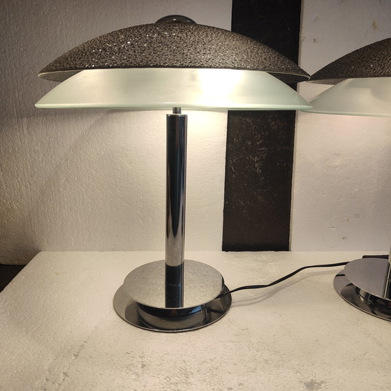 Image 1 of 2x Zijlstra set space-age lamp met mooie glazen kappen