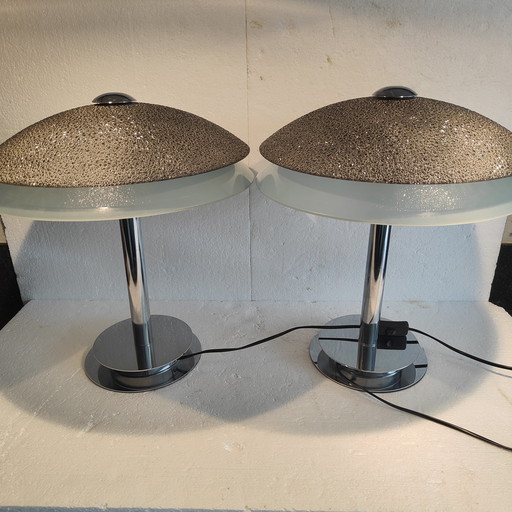 2x Zijlstra set space-age lamp met mooie glazen kappen