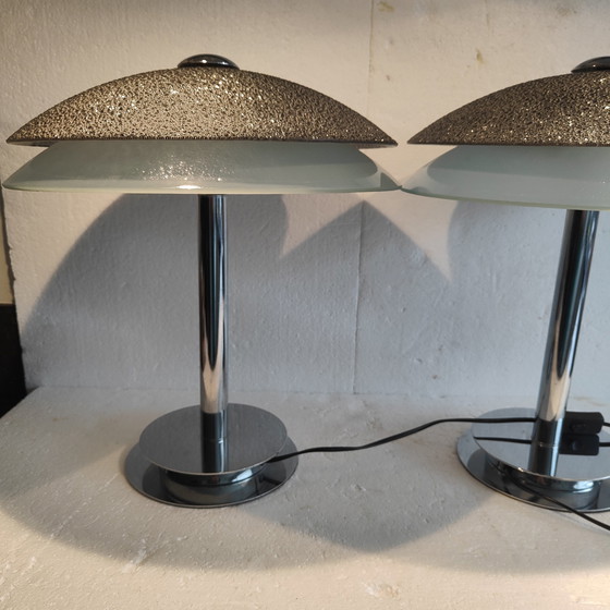 Image 1 of 2x Zijlstra set space-age lamp met mooie glazen kappen