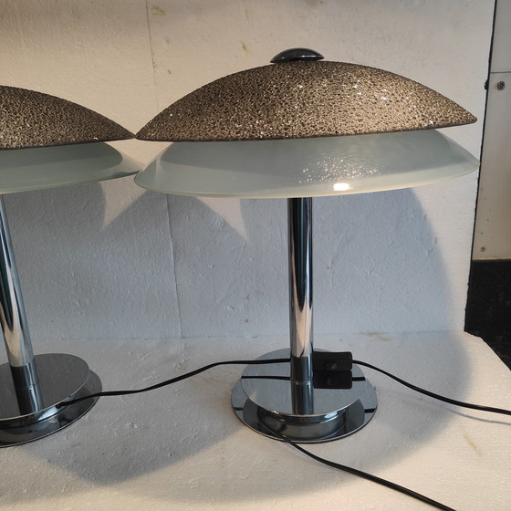 Image 1 of 2x Zijlstra set space-age lamp met mooie glazen kappen