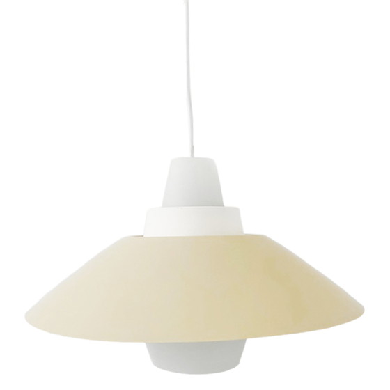 Image 1 of Vintage hanglamp jaren 60 metaal opaline Louis Kalff stijl retro