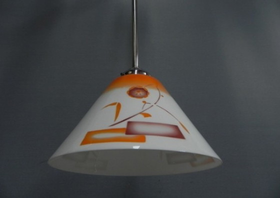 Image 1 of Art Deco hanglamp met glazen kap, open aan de onderkant