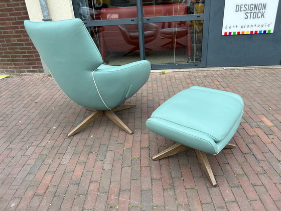 Image 1 of Leolux Lloyd Fauteuil & Hocker Leer