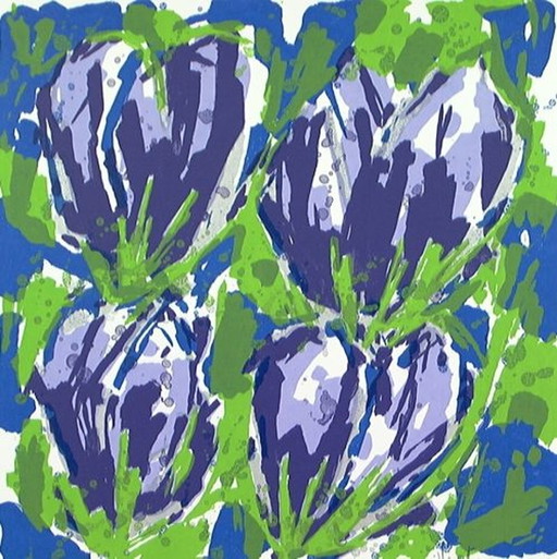 Ad van Hassel - Tulpen 2002 zeefdruk – lithos zeefdrukken