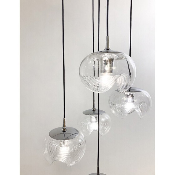 Image 1 of Vintage glazen cascade kroonluchter van Peill en Putzler, Duitsland 1970