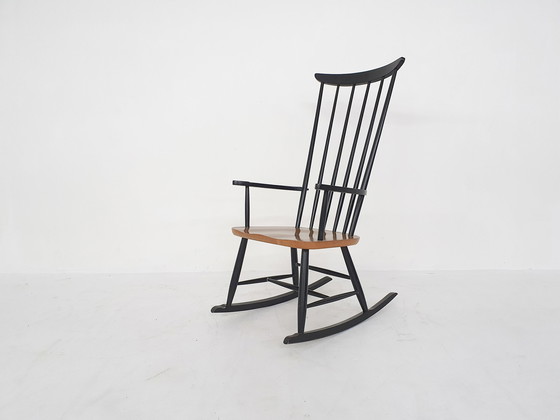 Image 1 of Mid-eeuwse schommelstoel met spindle rugleuning, Nederland 1960's
