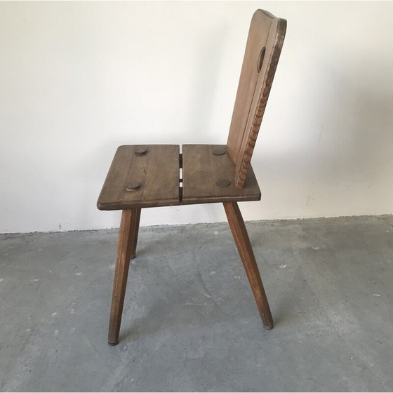 Image 1 of Set van 6 vintage massief houten stoelen, 1950