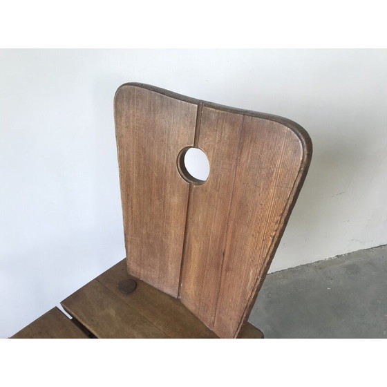 Image 1 of Set van 6 vintage massief houten stoelen, 1950