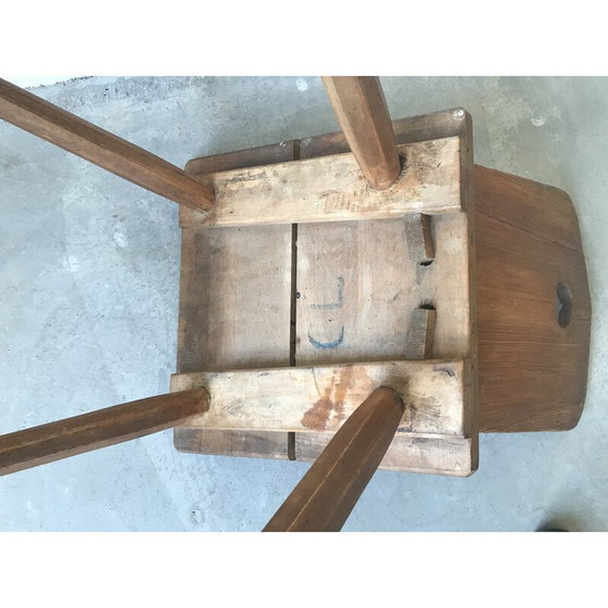 Image 1 of Set van 6 vintage massief houten stoelen, 1950