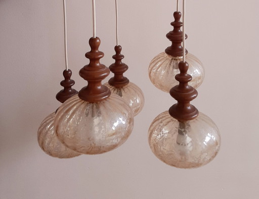 Vintage teakhouten cascade lamp