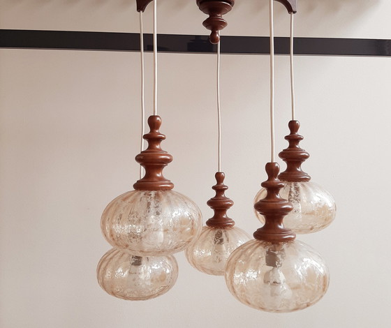 Image 1 of Vintage teakhouten cascade lamp