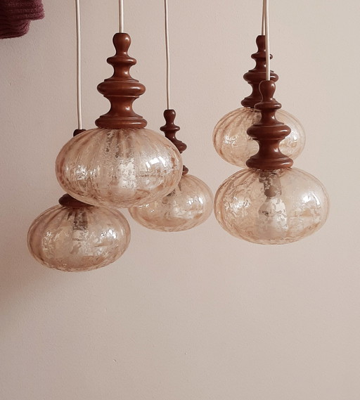 Vintage teakhouten cascade lamp