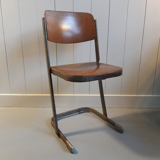 4 X Vintage Schoolstoelen Van 1940