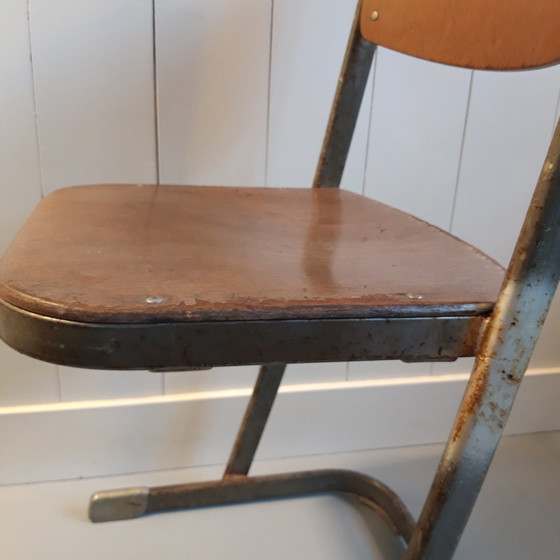 Image 1 of 4 X Vintage Schoolstoelen Van 1940