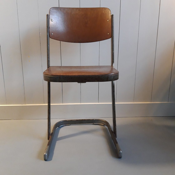 Image 1 of 4 X Vintage Schoolstoelen Van 1940