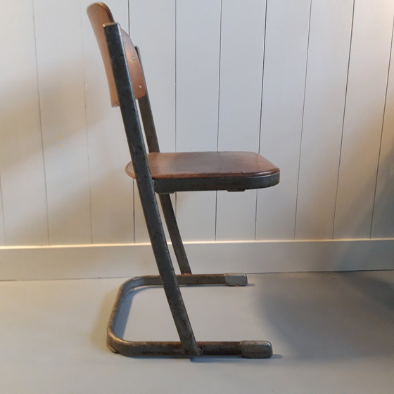 Image 1 of 4 X Vintage Schoolstoelen Van 1940