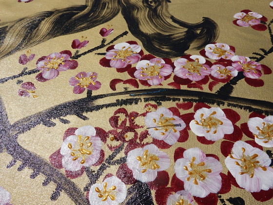 Image 1 of Ksavera -Gouden Japanse Sakura J375 - Schilderij