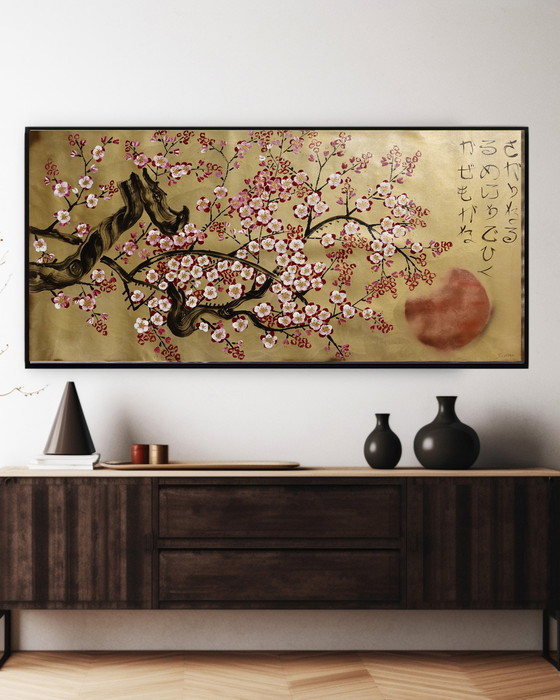 Image 1 of Ksavera -Gouden Japanse Sakura J375 - Schilderij