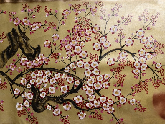 Image 1 of Ksavera -Gouden Japanse Sakura J375 - Schilderij