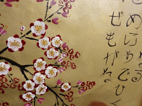 Image 1 of Ksavera -Gouden Japanse Sakura J375 - Schilderij