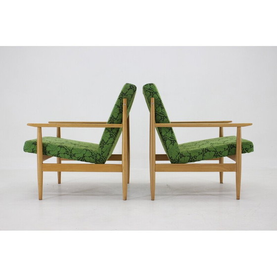 Image 1 of Paar vintage beukenhouten fauteuils met bekleding van Ton, Tsjecho-Slowakije 1960