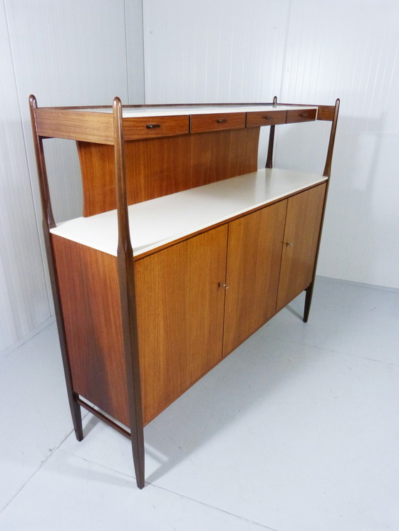 Image 1 of Duitse werkplaatsen Teakhouten highboard, jaren 60