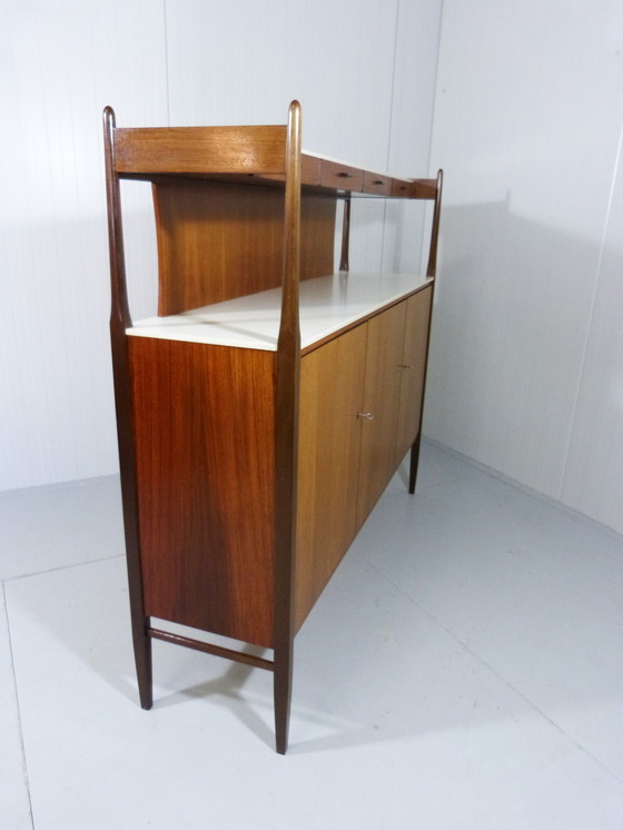 Image 1 of Duitse werkplaatsen Teakhouten highboard, jaren 60