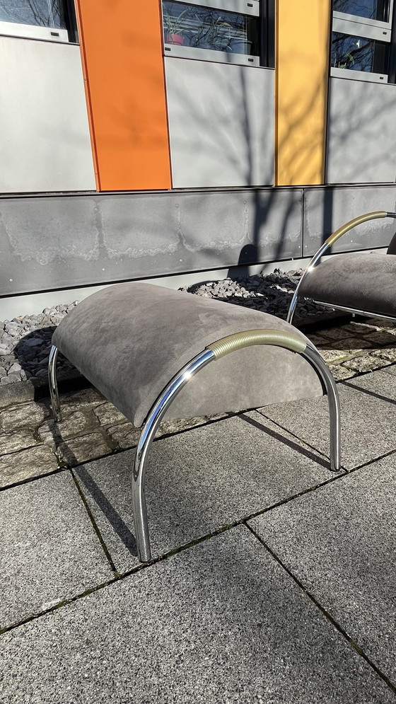 Image 1 of Cor - Design - Fauteuil Cyclus Met Kruk Alcanthara Grijs-Beige