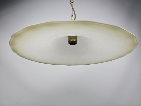 Image 1 of Vintage La Murrina hanglamp glas met licht groen accent