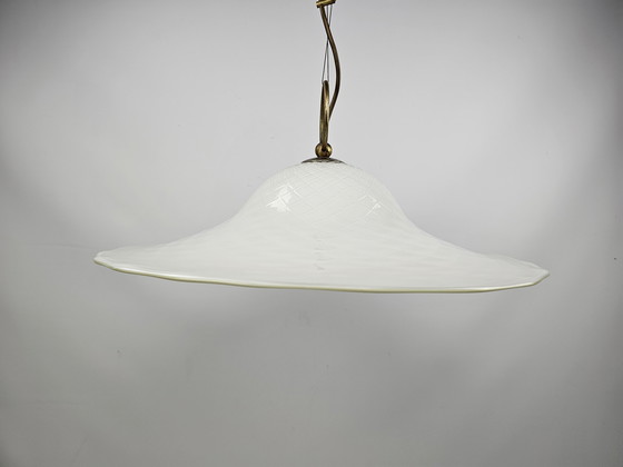 Image 1 of Vintage La Murrina hanglamp glas met licht groen accent