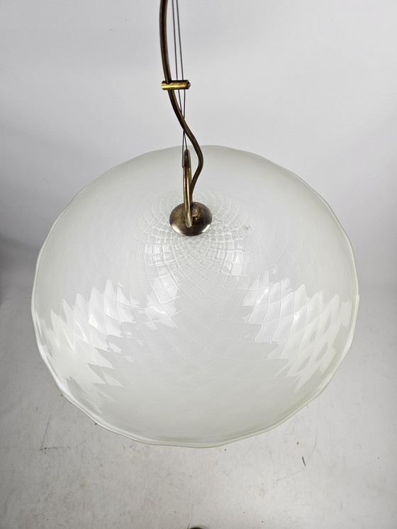 Image 1 of Vintage La Murrina hanglamp glas met licht groen accent