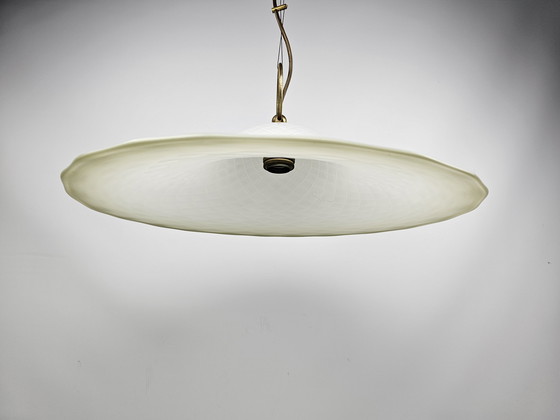 Image 1 of Vintage La Murrina hanglamp glas met licht groen accent