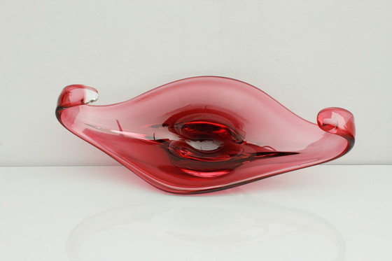 Image 1 of Grote glazen schaal van Murano, roze, jaren 1960