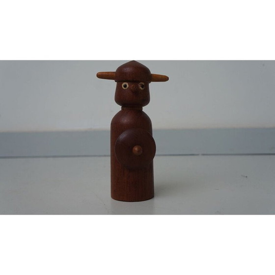 Image 1 of Vintage geschroefde flessenstop teakhout Deense Viking