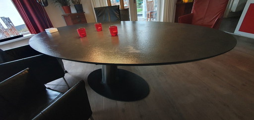 Eetkamertafel Libra Ovaal, 225X115 Cm, Rvs Poot, Voetplaat Zwart