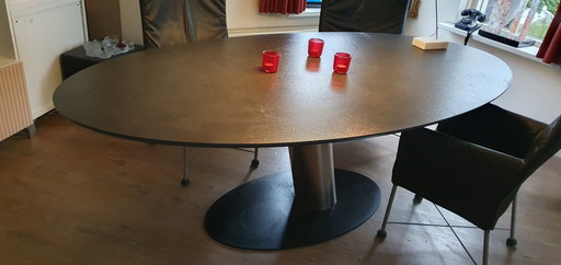 Eetkamertafel Libra Ovaal, 225X115 Cm, Rvs Poot, Voetplaat Zwart