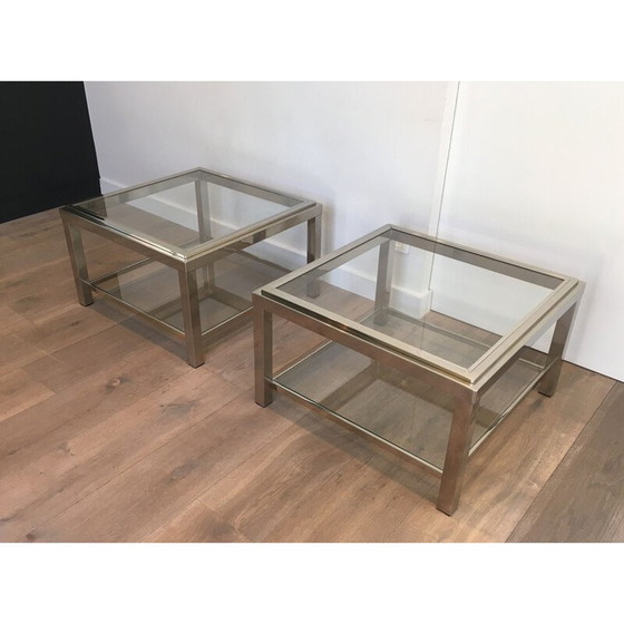 Image 1 of Paar belangrijkeVintage Chromen Sofa-onderstellen 1970